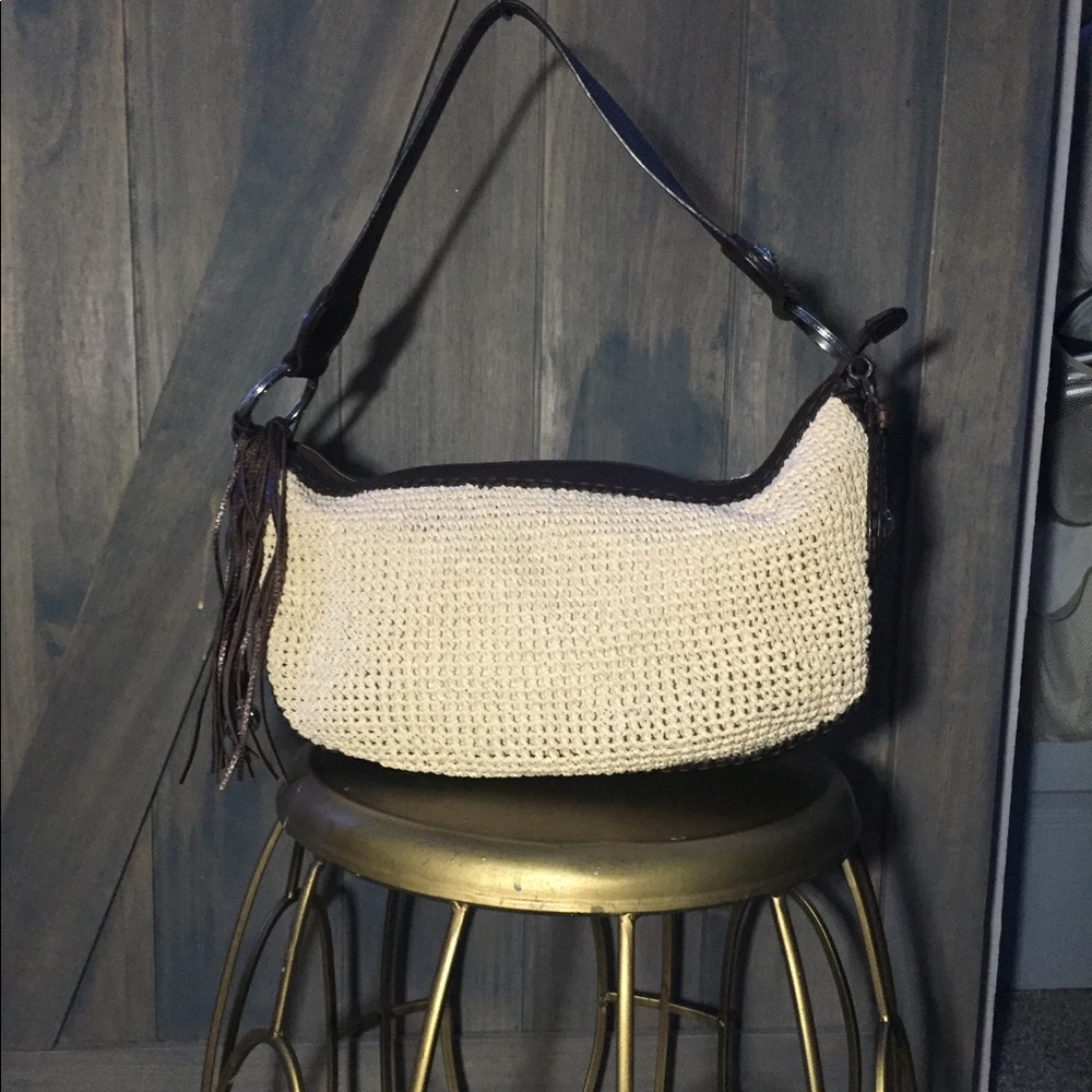 Brighton Straw With Leather Accents Hobo Purse